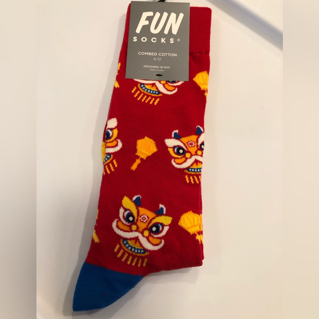 Mens Dragon And Lantern Socks Lunar New Year Fun Socks Brand